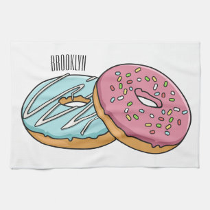 Donut cartoon illustration kitchen towel
