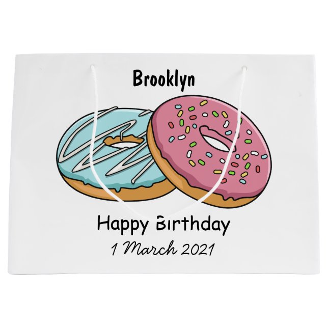 Donut cartoon illustration  large gift bag (Front)