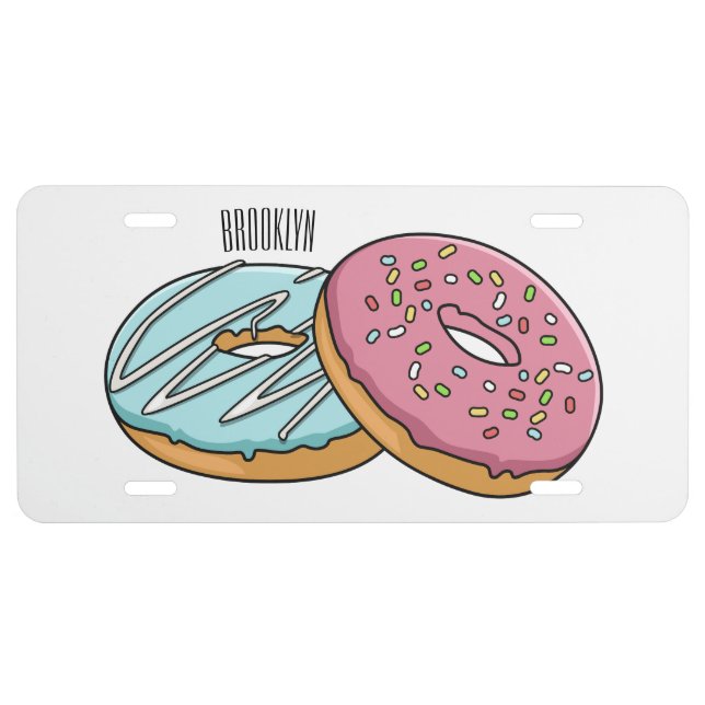 Donut cartoon illustration license plate (Front)