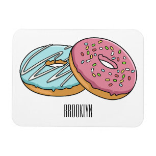 Donut cartoon illustration magnet