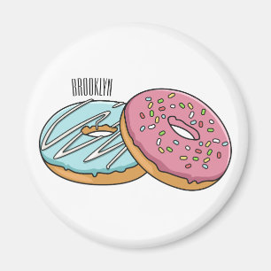 Donut cartoon illustration magnet