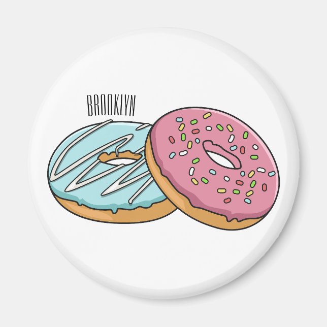 Donut cartoon illustration magnet (Front)
