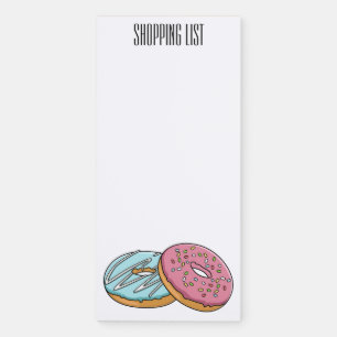 Donut cartoon illustration magnetic notepad