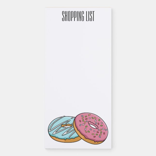 Donut cartoon illustration magnetic notepad (Front)