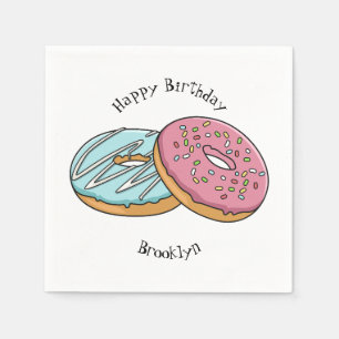 Donut cartoon illustration napkins