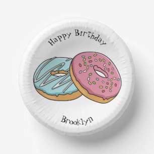 Donut cartoon illustration paper bowls