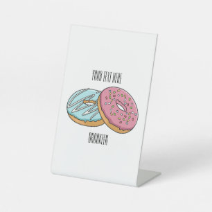 Donut cartoon illustration pedestal sign