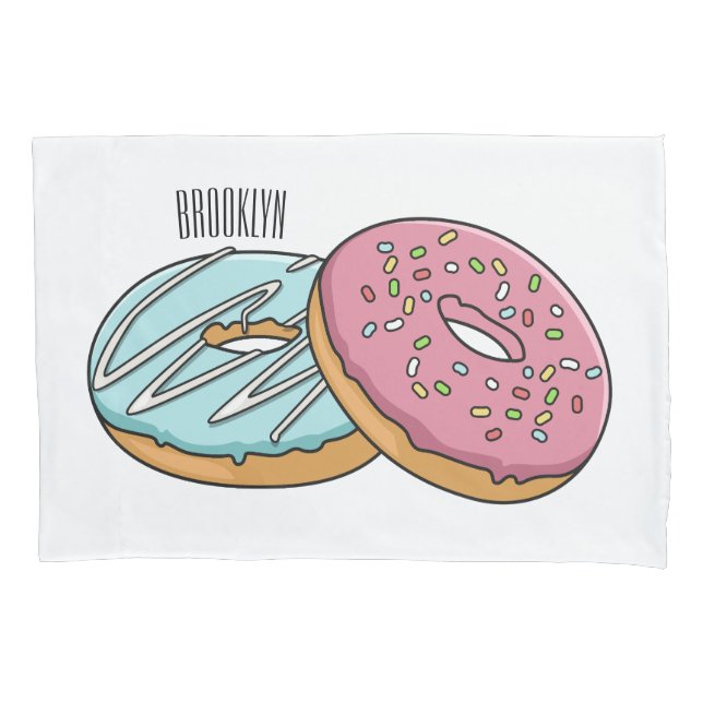 Donut cartoon illustration  pillow case (Front)