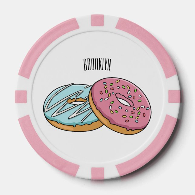 Donut cartoon illustration poker chips (Front)
