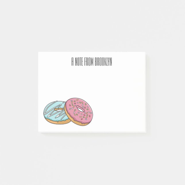 Donut cartoon illustration  post-it notes (Front)