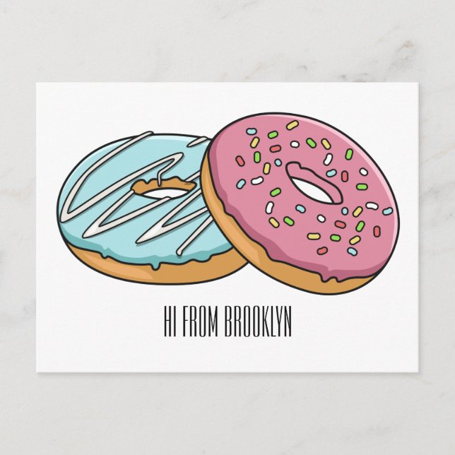 Donut cartoon illustration postcard (Front)