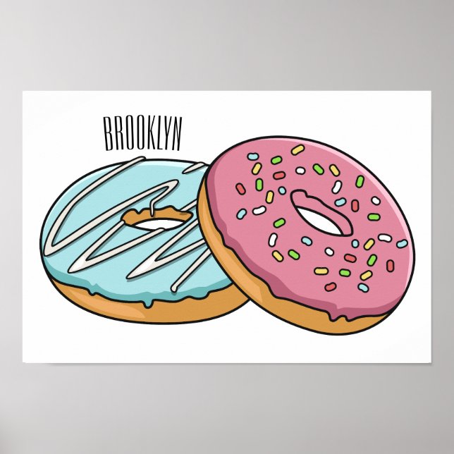 Donut cartoon illustration  poster (Front)