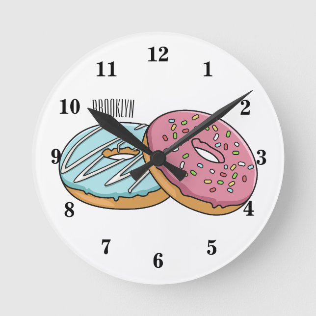 Donut cartoon illustration round clock (Front)