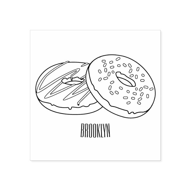 Donut cartoon illustration rubber stamp (Imprint)