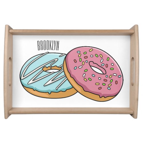 Donut cartoon illustration  serving tray