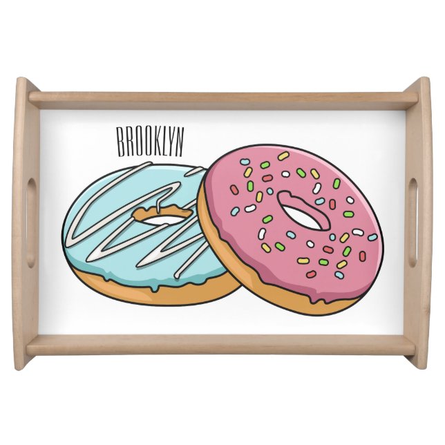 Donut cartoon illustration  serving tray (Front)