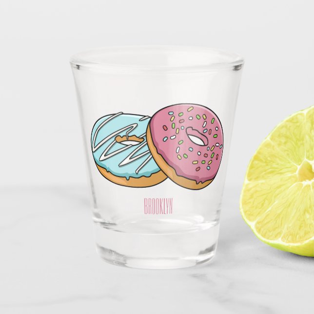 Donut cartoon illustration  shot glass (Front)