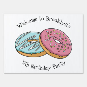 Donut cartoon illustration sign