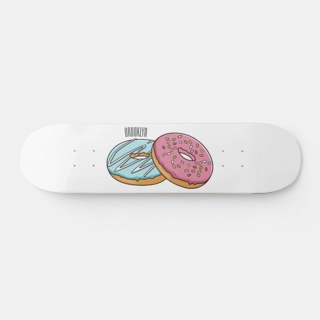 Donut cartoon illustration skateboard (Horz)