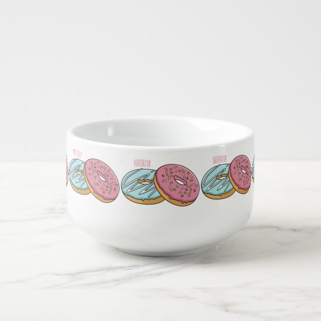 Donut cartoon illustration soup mug (Front)