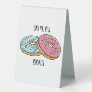 Donut cartoon illustration table tent