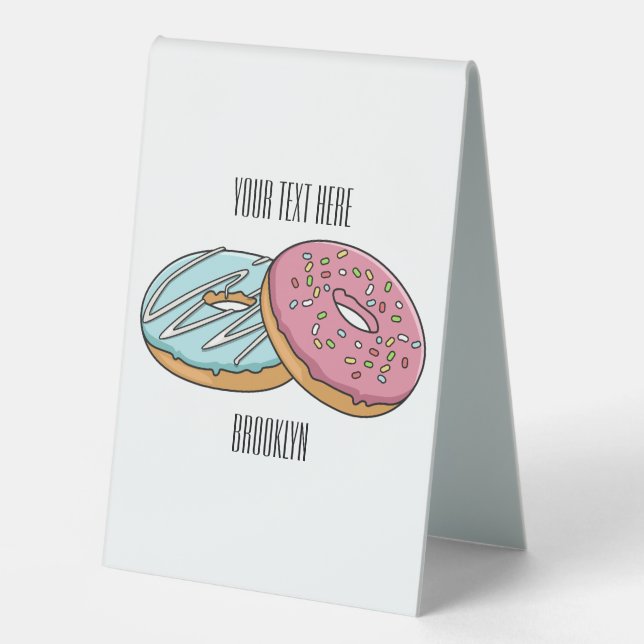 Donut cartoon illustration table tent (Front)