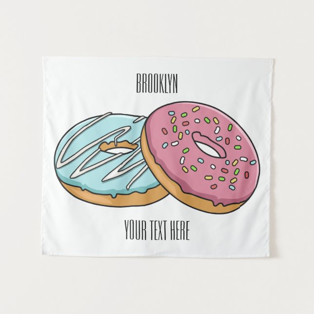 Donut cartoon illustration  tapestry (Front (Horizontal))