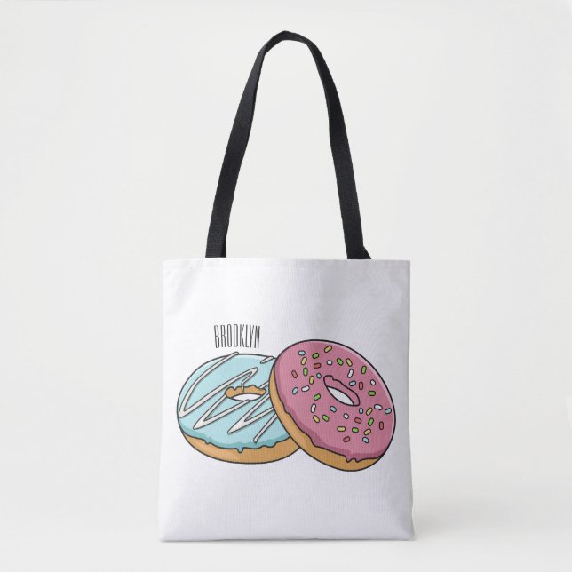 Donut cartoon illustration tote bag (Front)