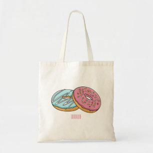Donut cartoon illustration tote bag