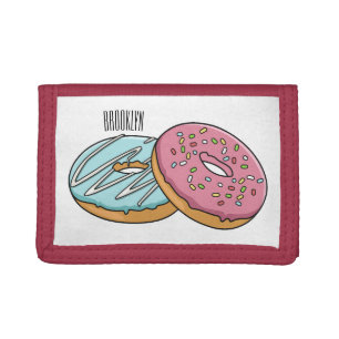 Donut cartoon illustration tri-fold wallet