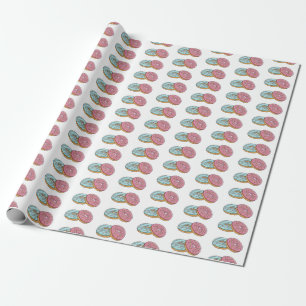 Donut cartoon illustration wrapping paper