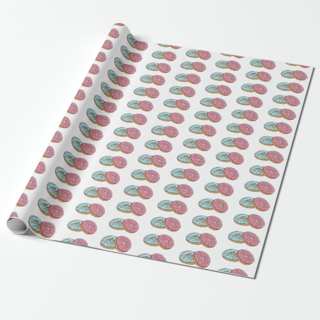 Donut cartoon illustration wrapping paper (Unrolled)
