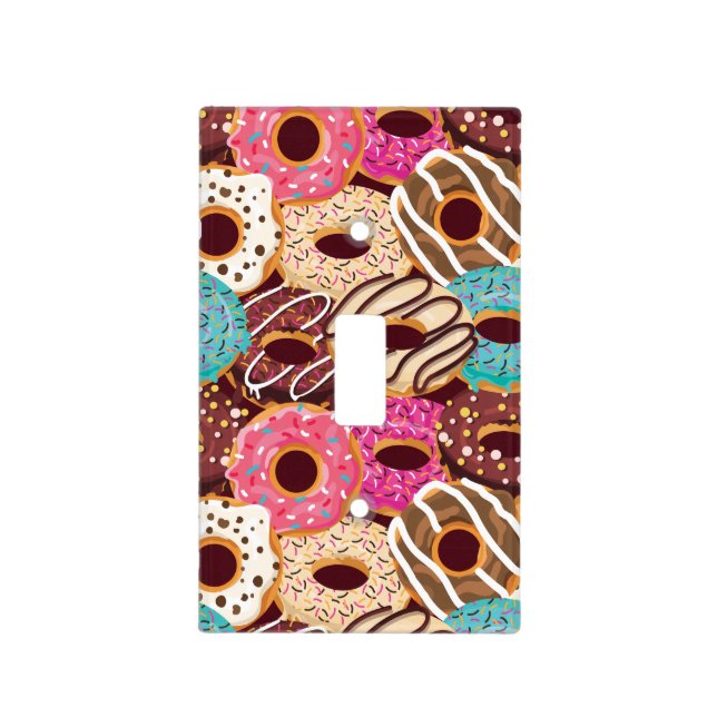 Donut, chocolate donut & chocolate to snack on light switch cover (Front)