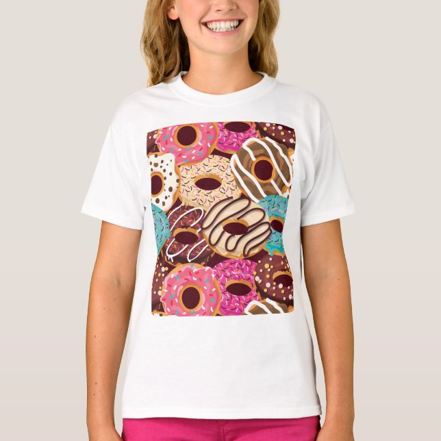 Donut, chocolate donut & chocolate to snack on T-Shirt (Front)