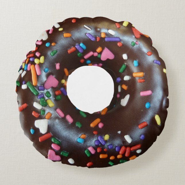 Donut Chocolate Sprinkles Round Pillow (Front)