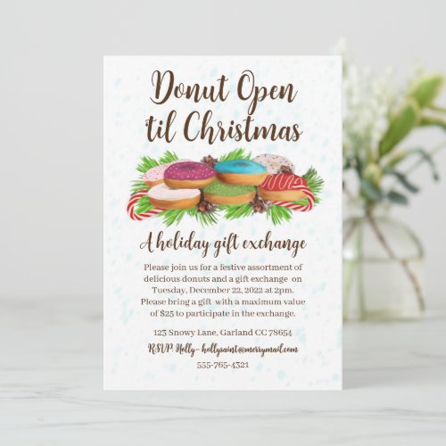 Donut Christmas Gift Exchange Party Invitation