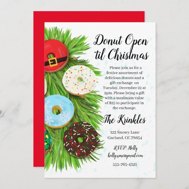 Donut Christmas Gift Exchange Party Invitation (Front/Back)