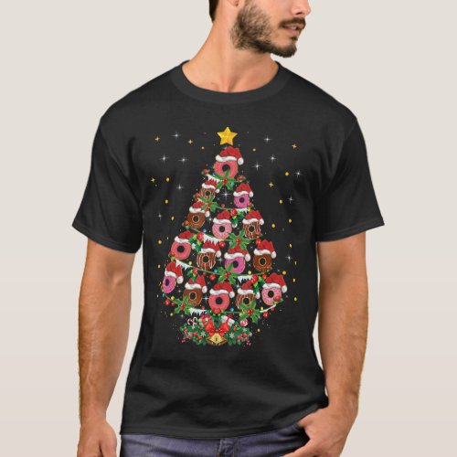 Donut Christmas Tree Santa Donuts Fast Food Xmas T_Shirt