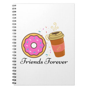 donut coffee friends forever notebook