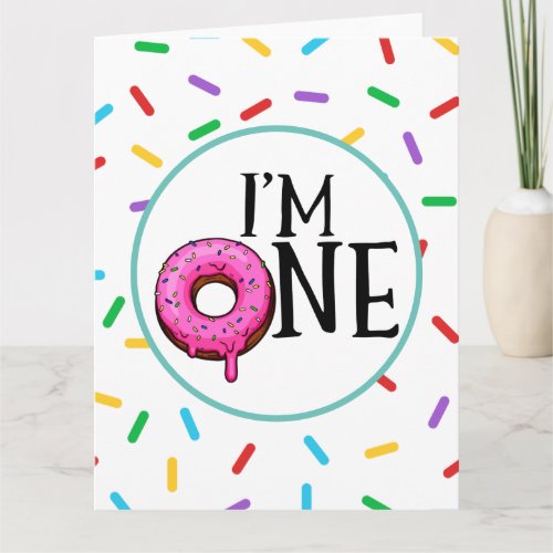 Donut Colorful Im One 1st Birthday   Card