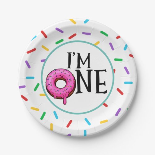 Donut Colorful Im One 1st Birthday Paper Plates