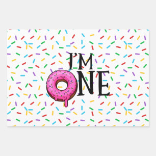 Donut Colorful I'm One 1st Birthday Wrapping Paper Sheets
