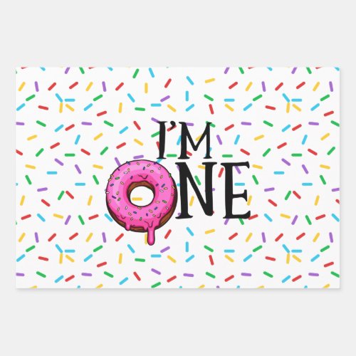 Donut Colorful Im One 1st Birthday   Wrapping Paper Sheets