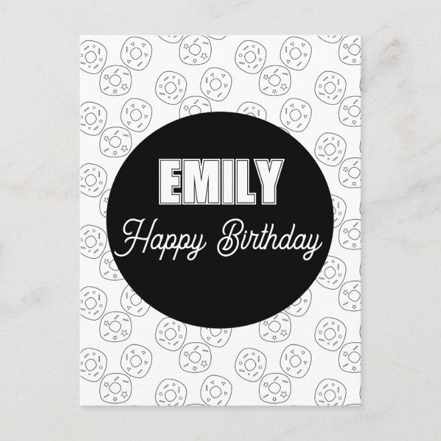 Donut Coloring Birthday Party Postcard (Front)