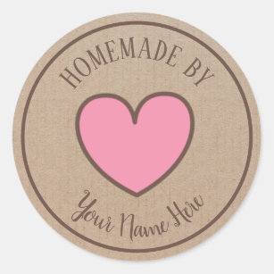 65 Personalised Labels Stickers Handmade Craft Pink Heart 