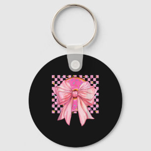Donut Coquette Bow Funny Girls Women Gift Doughnut Keychain