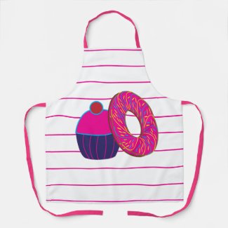 Donut Cupcake Pink Stripe Pattern