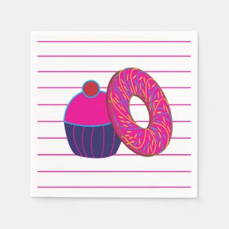 Donut Cupcake Pink Stripe Pattern
