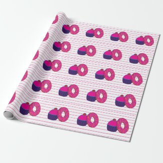 Donut Cupcake Pink Stripe Pattern
