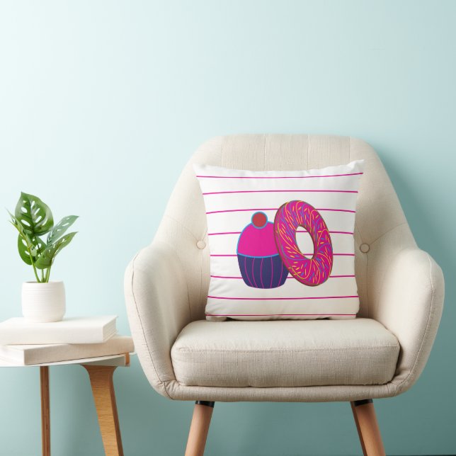 Donut Cupcake  Throw Pillow (Chair)